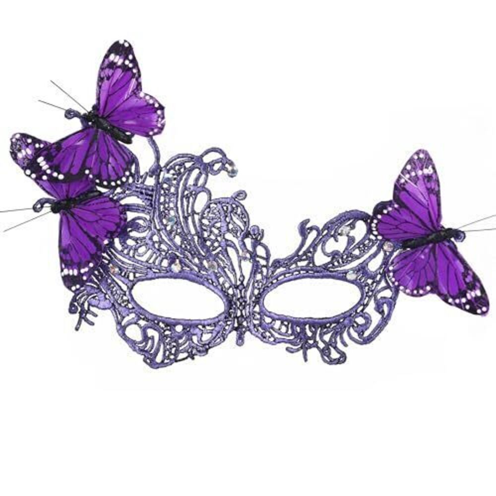9503 Purple Lace Masquerade Masks - Elegant 2026 Halloween Butterfly Mask